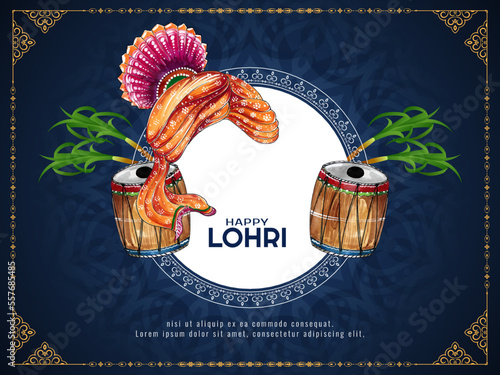 Happy Lohri Indian festival celebration greeting card design