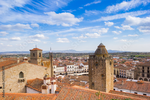 Rooftops and church towers of the historic city Trujillo, Spain