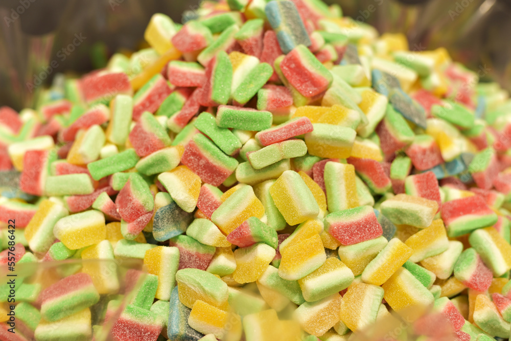 Multicolored sweet candies in the store