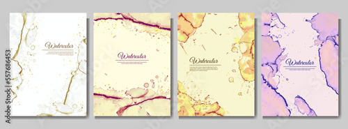 Vector illustration. Watercolor paints. Abstract contemporary aesthetic backgrounds. Design for web banner, website template. Modern art print. Hand painted panoramic wallpaper. Liquid marble design