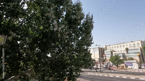 30-08-2022. jerusalem-israel. The Shaare Zedek Hospital building in Jerusalem, and Shmuel Beit Street next to it. Against a clear blue sky photo