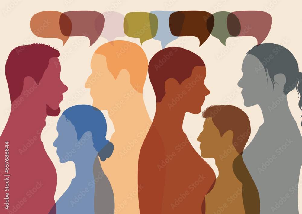 People from diverse backgrounds are represented in the network profile and the community. Information about social networks. People communicate with each other. Vector illustration