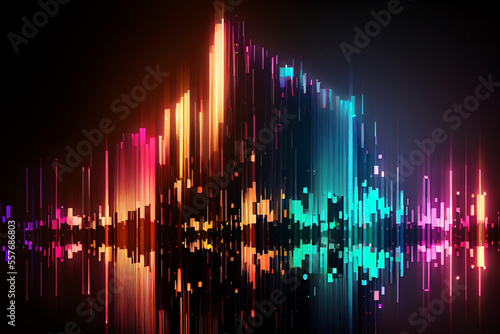 Abstract technology background with bright vibrant shining effects. Digitally generated AI image.