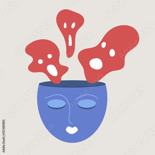 Horrors, nightmare haunting person illustration