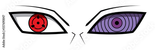 Sharingan and rinnegan eyes icon, vector illustration