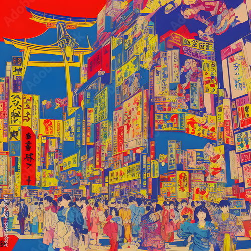 Cultural attractions Tokyo Japan pop art style 