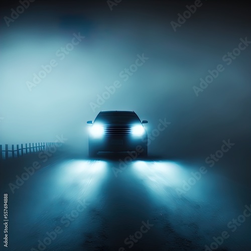 A mysterious car waits on a lonely road. 