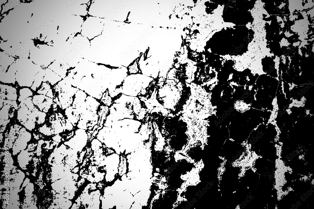 cracked abstract wall, black and white textured wall background, cracked wall background