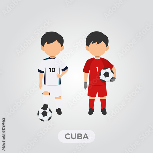 Vector Design illustration of collection football player of Cuba with children illustration (goal keeper and player).