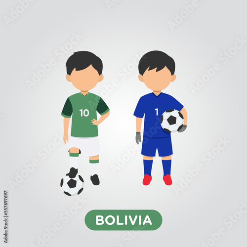 Vector Design illustration of collection football player of  Bolivia with children illustration (goal keeper and player).