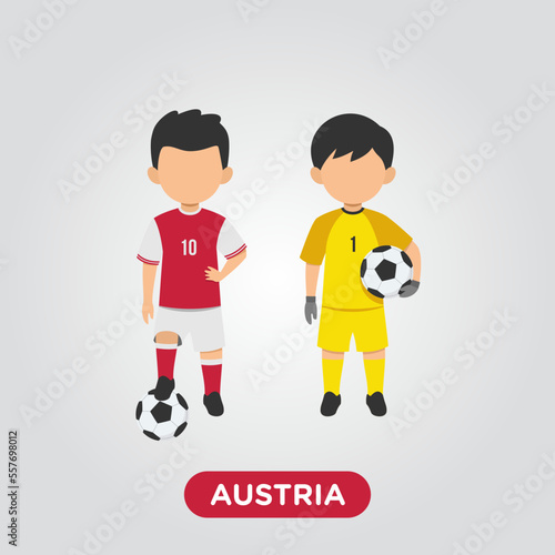 Vector Design illustration of collection football player of Austria with children illustration (goal keeper and player).