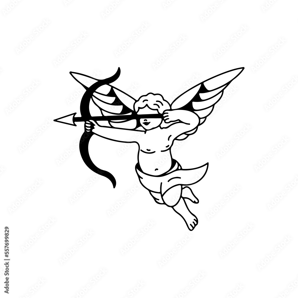 Fototapeta premium vector illustration of little angel with arrow