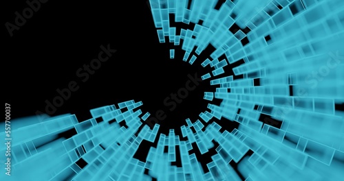 background with code polar array of 3d elements
