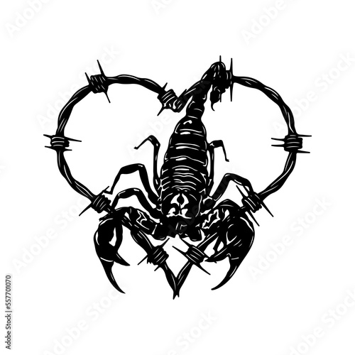 vector illustration of a scorpion with barbed wire