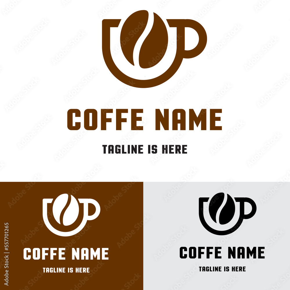 Coffee beans cup illustration logo Coffee beans cup illustration logo