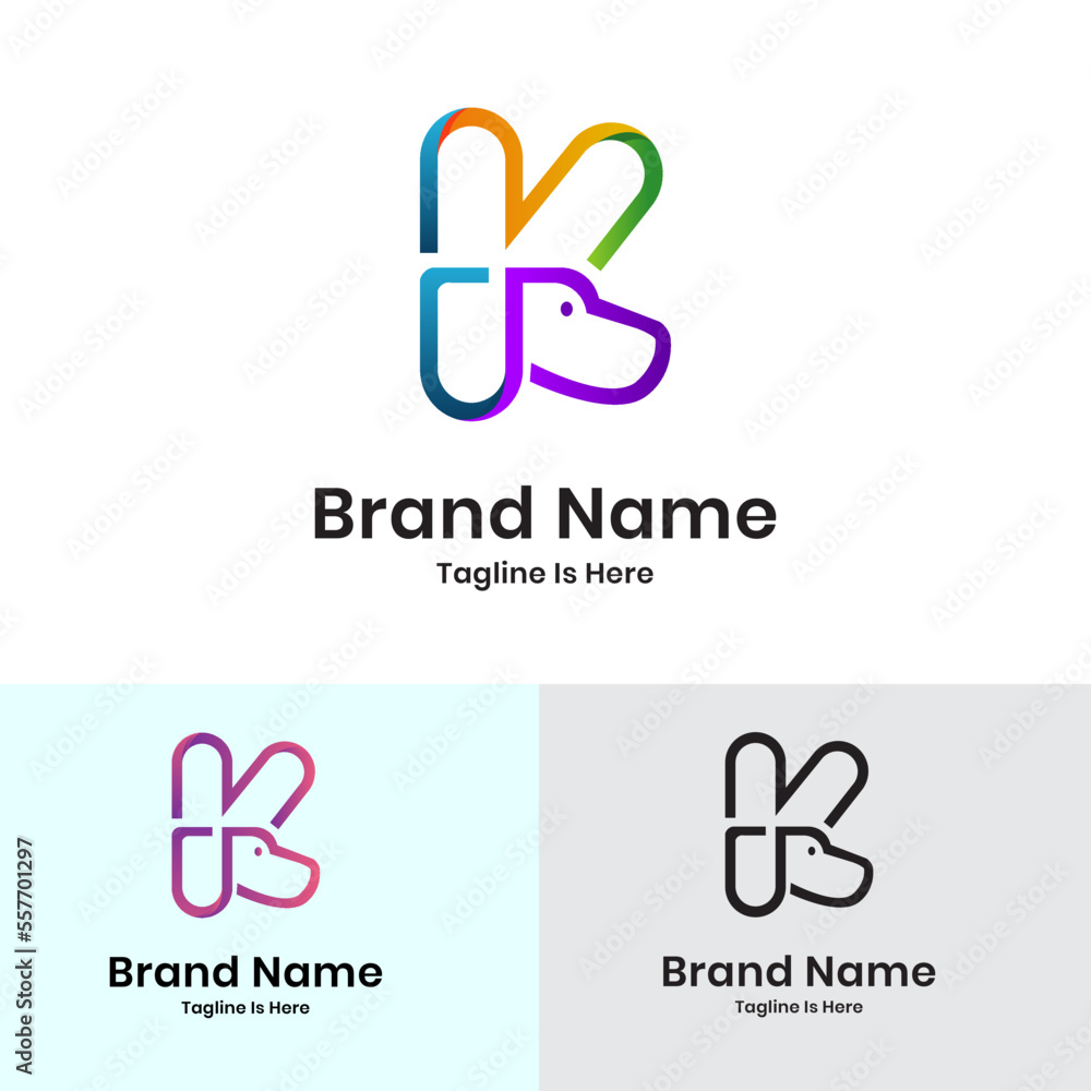 Fototapeta premium Letter k logo with animal and dog head concept 
