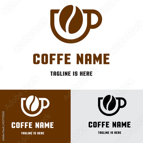 Coffee beans cup illustration logo 