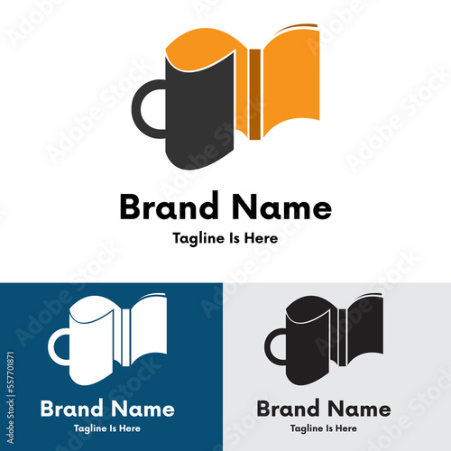  Coffee mug book logo design 