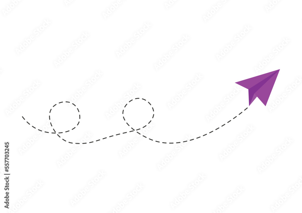 Dashed line paper airplane route Dashed line paper airplane route