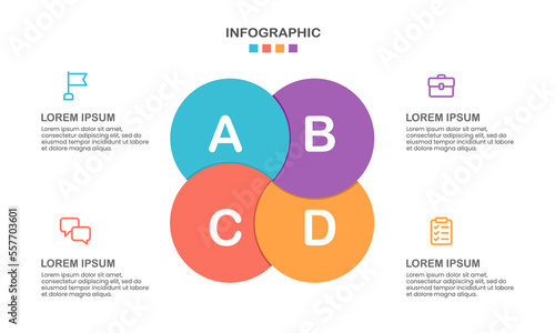 Overlapping 4 circles infographic. Vector illustration.