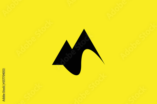 Minimal Awesome Creative Trendy Professional Hill Bird Icon Logo Design Template On Yellow Background