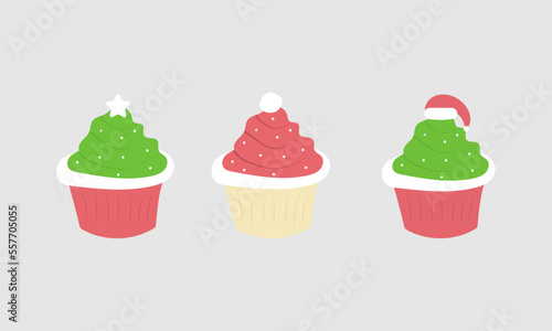 Winter holidays set of cupcakes