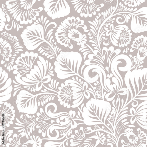 Floral seamless pattern with curve elements. Elegant wallpaper  wrapping  textile design