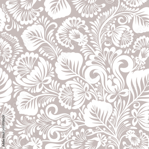 Elegant seamless floral pattern with curve elements
