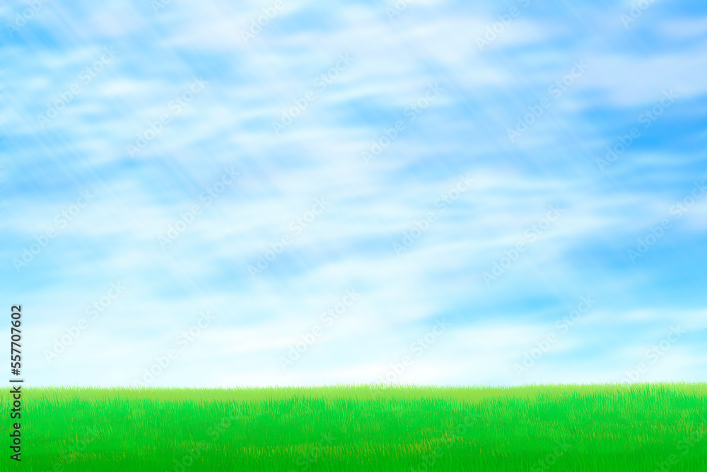 Fototapeta premium 草原と空イラスト
