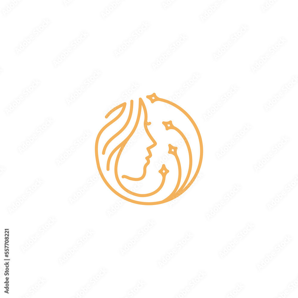 Beauty, women inside circle line art style. Vector logo icon Beauty, women inside circle line art style. Vector logo icon