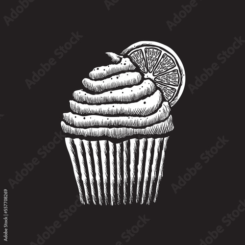 Vector illustration of a lemon cupcake