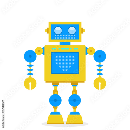 Friendly robot. Cartoon character design. Vector illustration