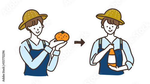 農業　農家　みかん　オレンジ　女性