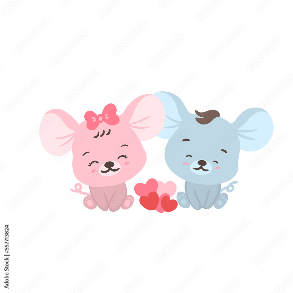 rat or mice in love, valentine's day illustration rat or mice in love, valentine's day illustration