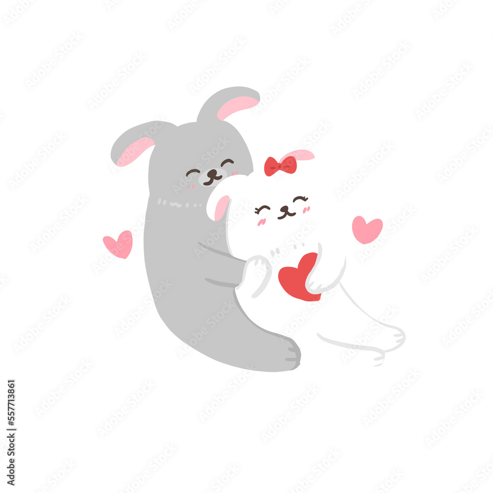 rabbit in love with heart, valentine's day illustration rabbit in love with heart, valentine's day illustration