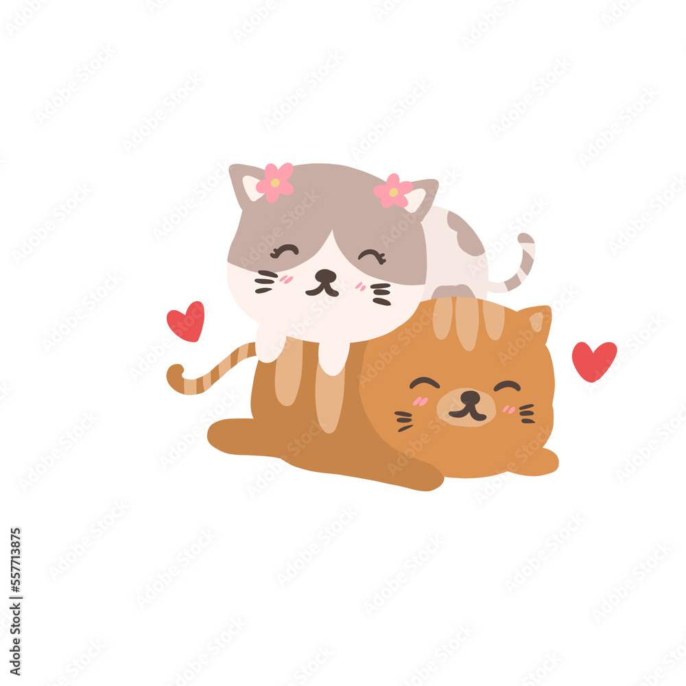 valentine's day illustration, cat with heart in love valentine's day illustration, cat with heart in love