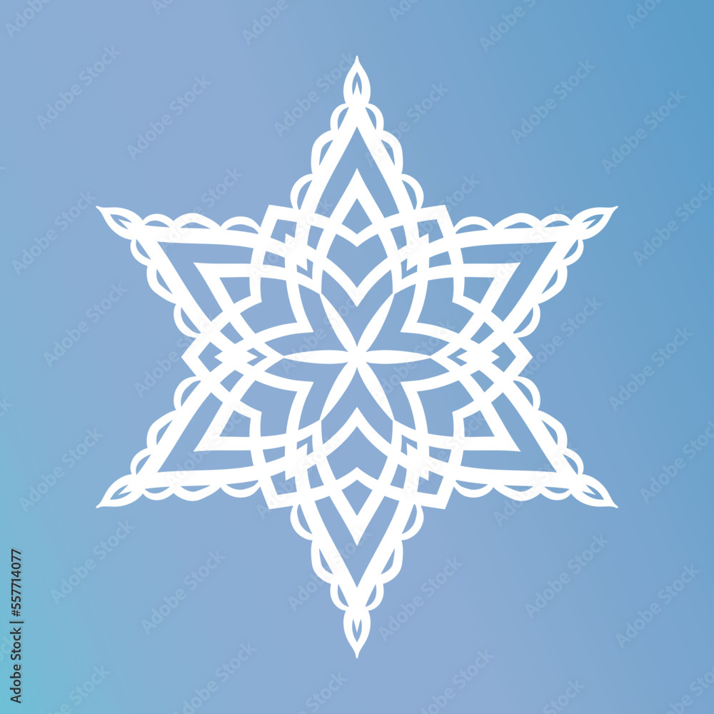 White template snowflake with shadow. Isolated snowflakes icon, round mandala. Winter Holiday cartoon flat illustration. Merry Christmas and New year Vector. Hand draw style White template snowflake with shadow. Isolated snowflakes icon, round mandala. Winter Holiday cartoon flat illustration. Merry Christmas and New year Vector. Hand draw style
