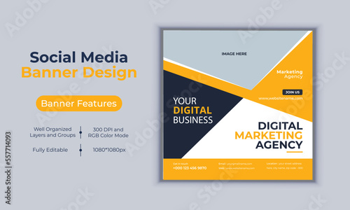 Digital marketing agency social media post banner design vector template modern layout design