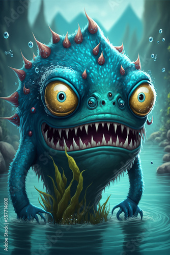 Funny fish monster  Generative Ai