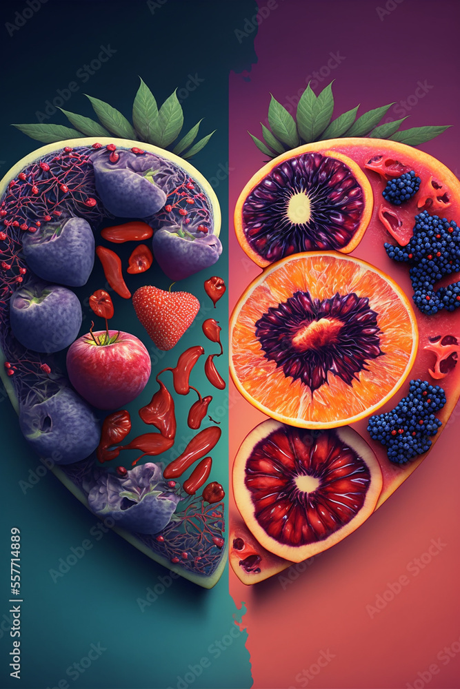 Fusion Fresh fruits, generative ai
