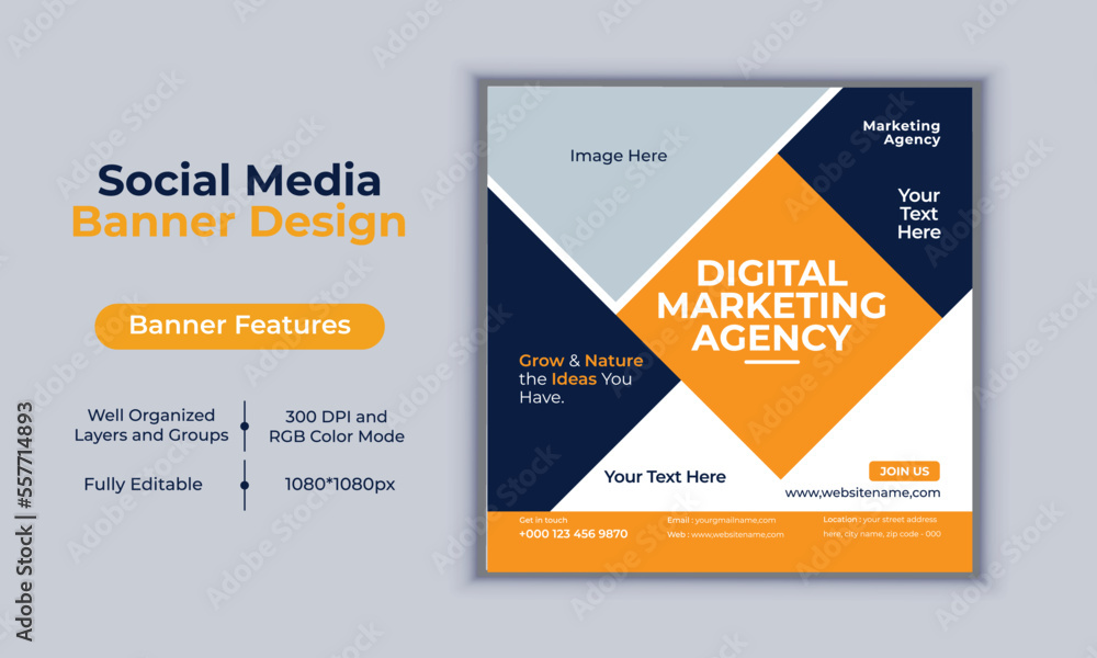 Digital marketing agency social media post banner design vector template modern layout design Digital marketing agency social media post banner design vector template modern layout design