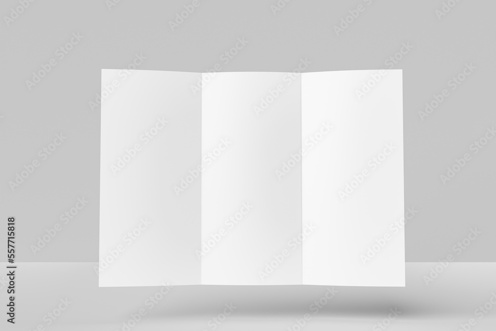 Blank tri fold brochure template for mock up and presentation design Front Angle Blank tri fold brochure template for mock up and presentation design Front Angle