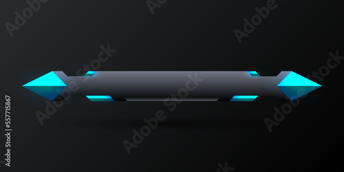 Futuristic technology lower third gui title button with neon blue borders