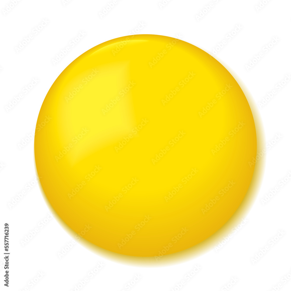 Yellow glossy button isolated on a white background