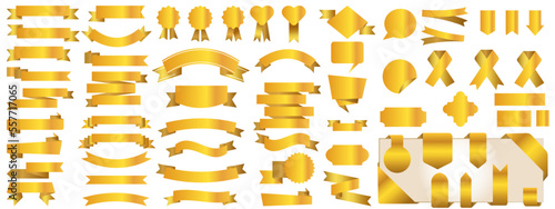 Vector gold ribbon. Bright flags for text and design. Design element for applications, website and social networks