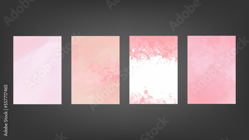 Set of pink vector watercolor backgrounds for poster, brochure or flyer, Bundle of watercolor posters, flyers or cards. Banner template. © BoszyArtis