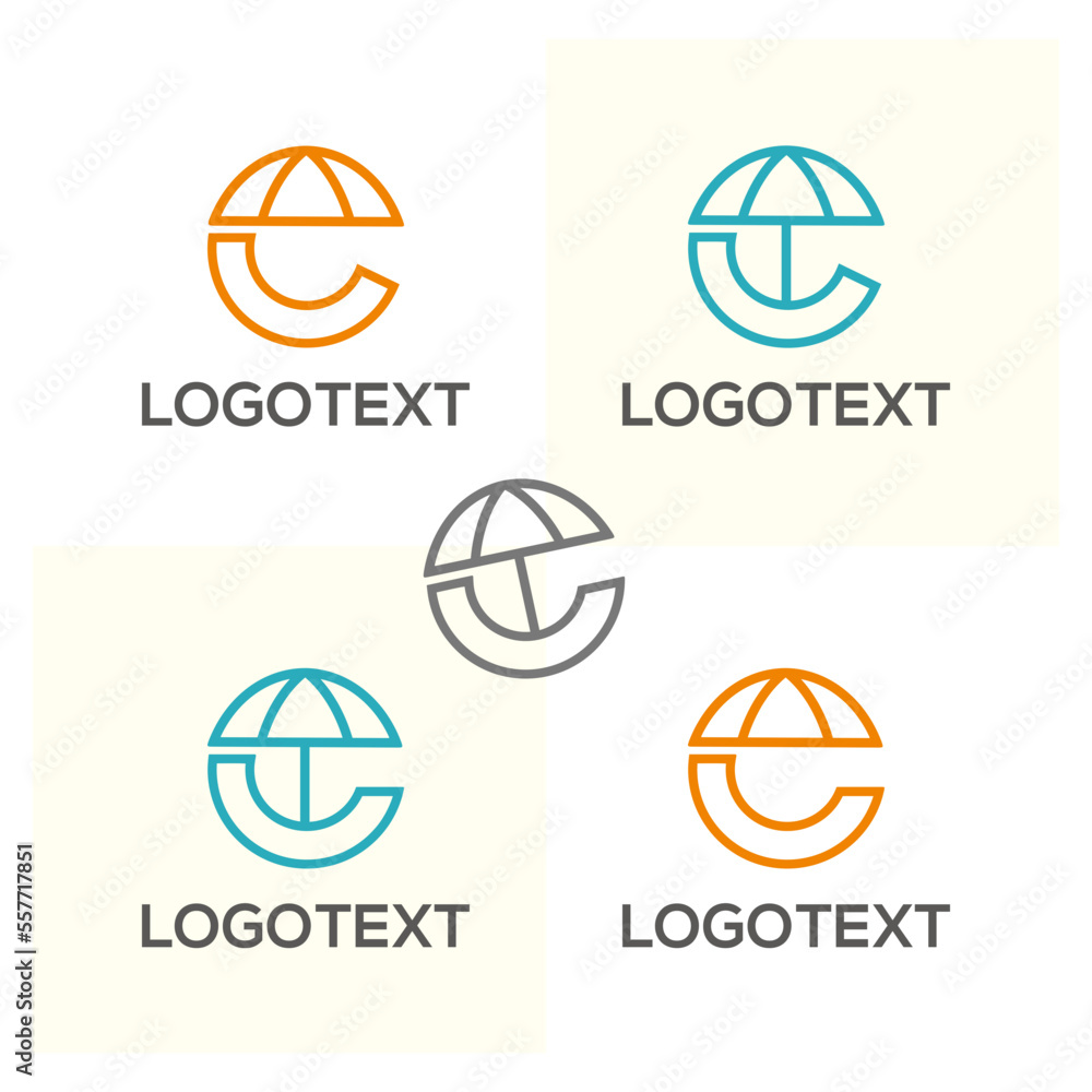 Letter C with umbrella Logo Design Template