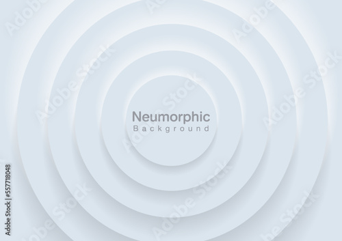 Neumorphic background and backdrop, circle pattern, white tone, layered, minimal style background, technology illustration, modern and business, template and banner assembly for products.