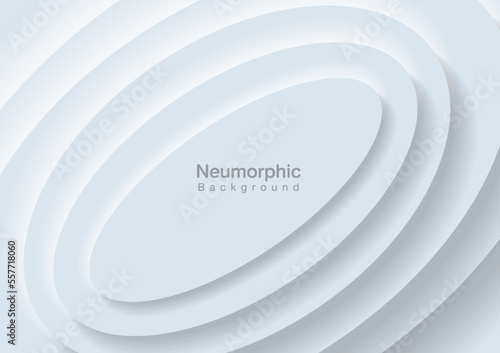 Neumorphic Backgrounds and Backdrops white tone oval pattern Layered, minimal style background, technology illustration, modern and business, template and banner composition for products.