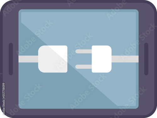 Tablet charging icon flat vector. Battery charge. Low electricity tablet isolated